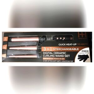 3-in-1 Ceramic Curling Wand Set with Glove